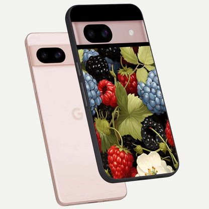  Berry Bloom Charm phone case For Google Pixel 8 showing premium glass back cover with detailed artwork