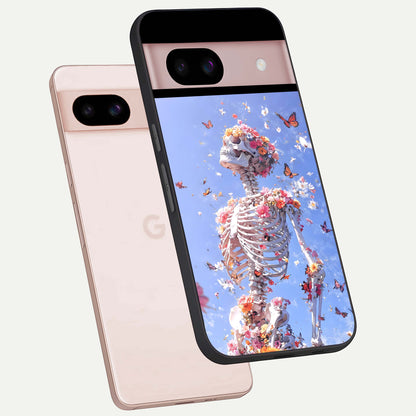  Bloom Beyond Bones phone case For Google Pixel 8 showing premium glass back cover with detailed artwork