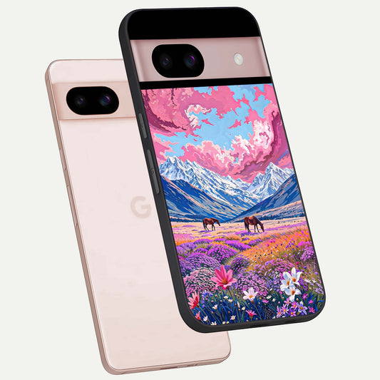  Blossom Valley Dream phone case For Google Pixel 8 showing premium glass back cover with detailed artwork