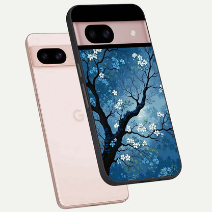  Blue Tree Serenity phone case For Google Pixel 8 showing premium glass back cover with detailed artwork