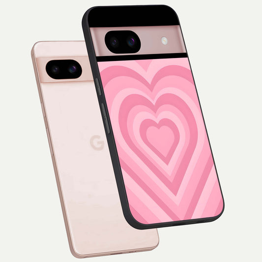  Blush Heart Waves phone case For Google Pixel 8 showing premium glass back cover with detailed artwork