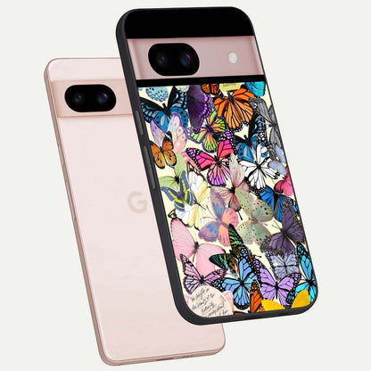  Butterflies Petal Dream phone case For Google Pixel 8 showing premium glass back cover with detailed artwork