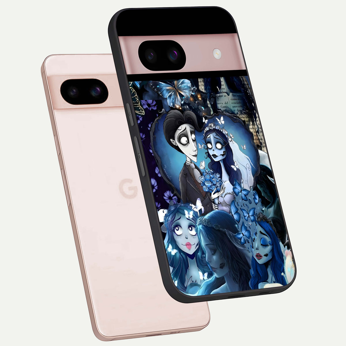  Butterfly Ghost Soul phone case For Google Pixel 8 showing premium glass back cover with detailed artwork