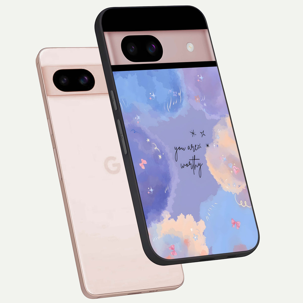  Celestial Cloud Magic phone case For Google Pixel 8 showing premium glass back cover with detailed artwork