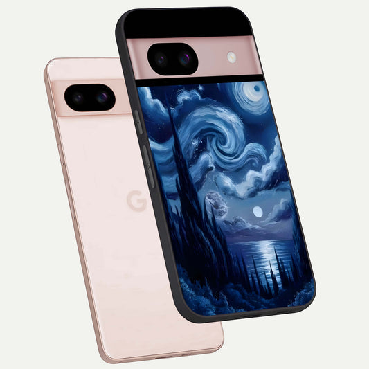  Celestial Dream Van Gogh phone case For Google Pixel 8 showing premium glass back cover with detailed artwork