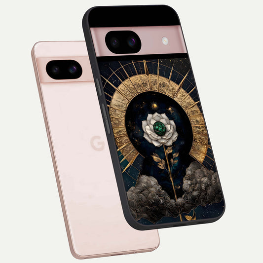  Celestial Lotus Morang phone case For Google Pixel 8 showing premium glass back cover with detailed artwork