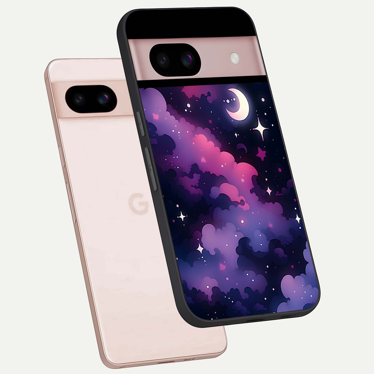  Celestial Moon Magic phone case For Google Pixel 8 showing premium glass back cover with detailed artwork