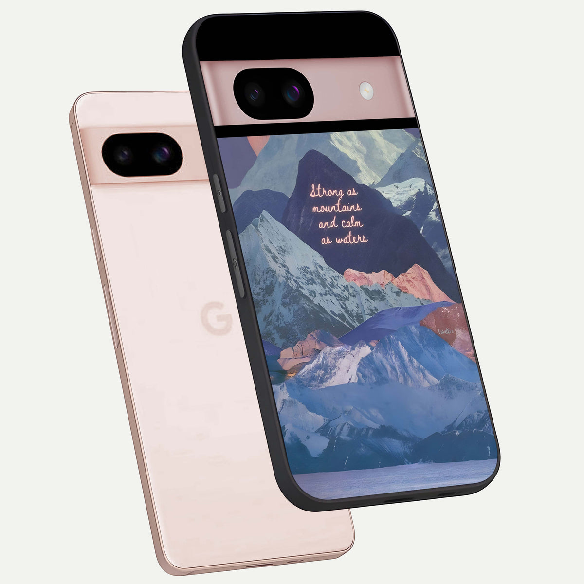  Celestial Mountain Calm phone case For Google Pixel 8 showing premium glass back cover with detailed artwork