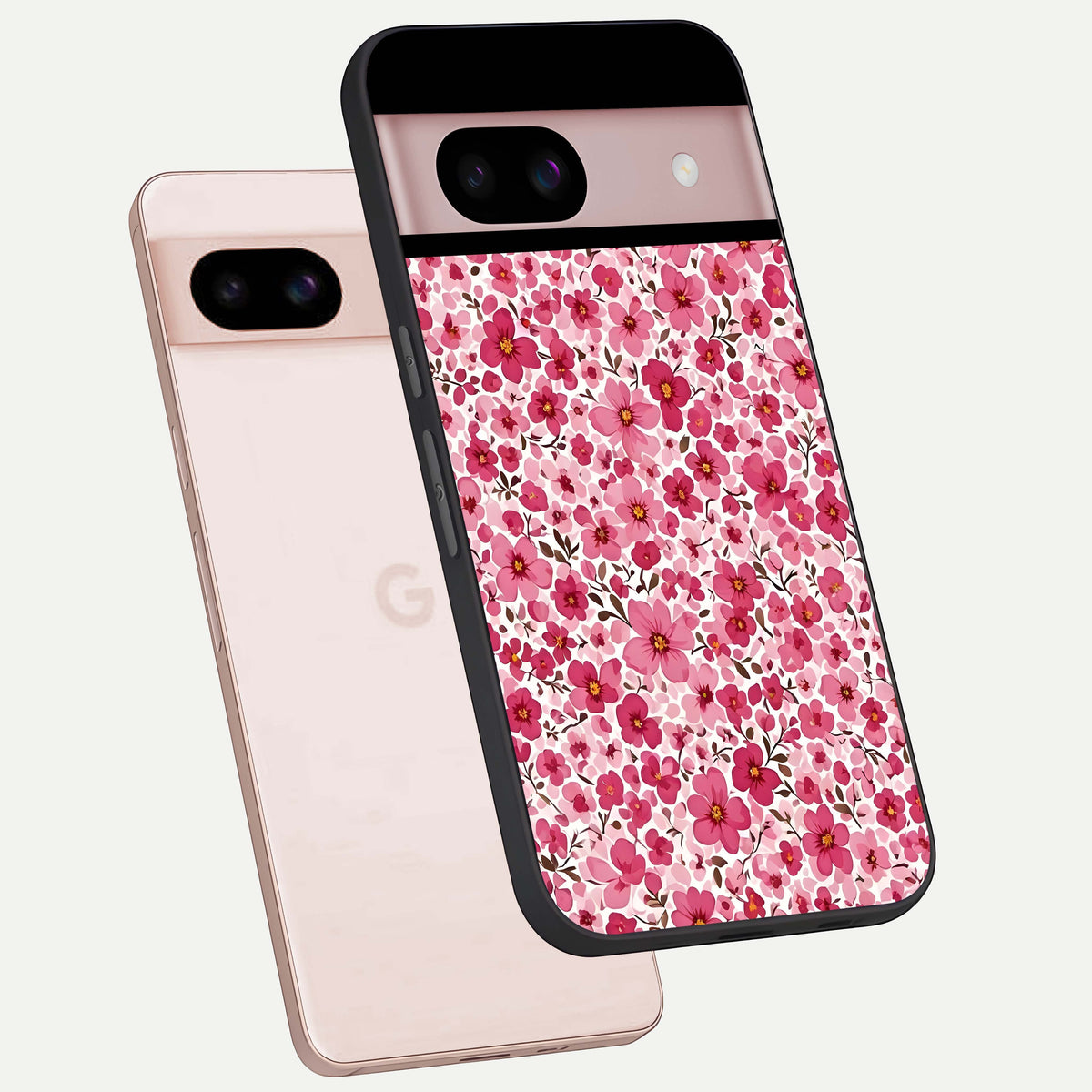  Cherry Blossom Charm phone case For Google Pixel 8 showing premium glass back cover with detailed artwork