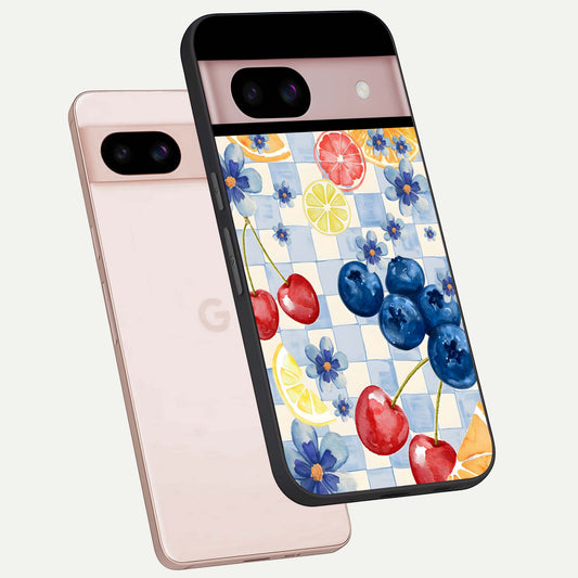  Citrus Bloom Joy phone case For Google Pixel 8 showing premium glass back cover with detailed artwork