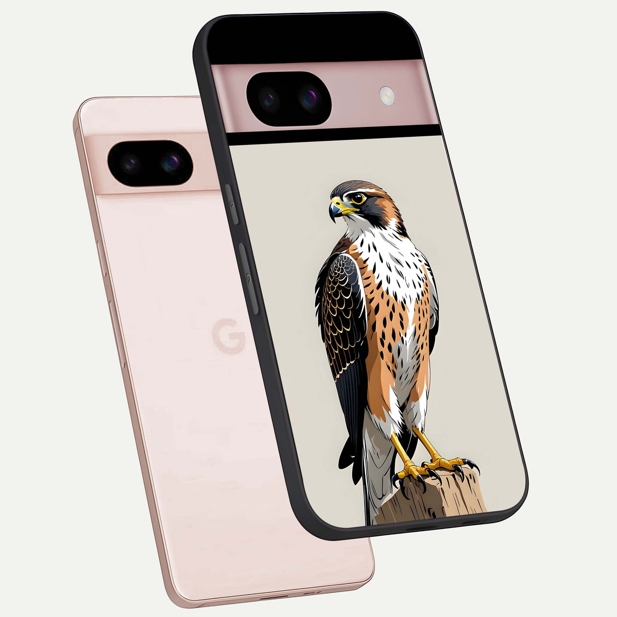  Clever Eagle phone case For Google Pixel 8 showing premium glass back cover with detailed artwork