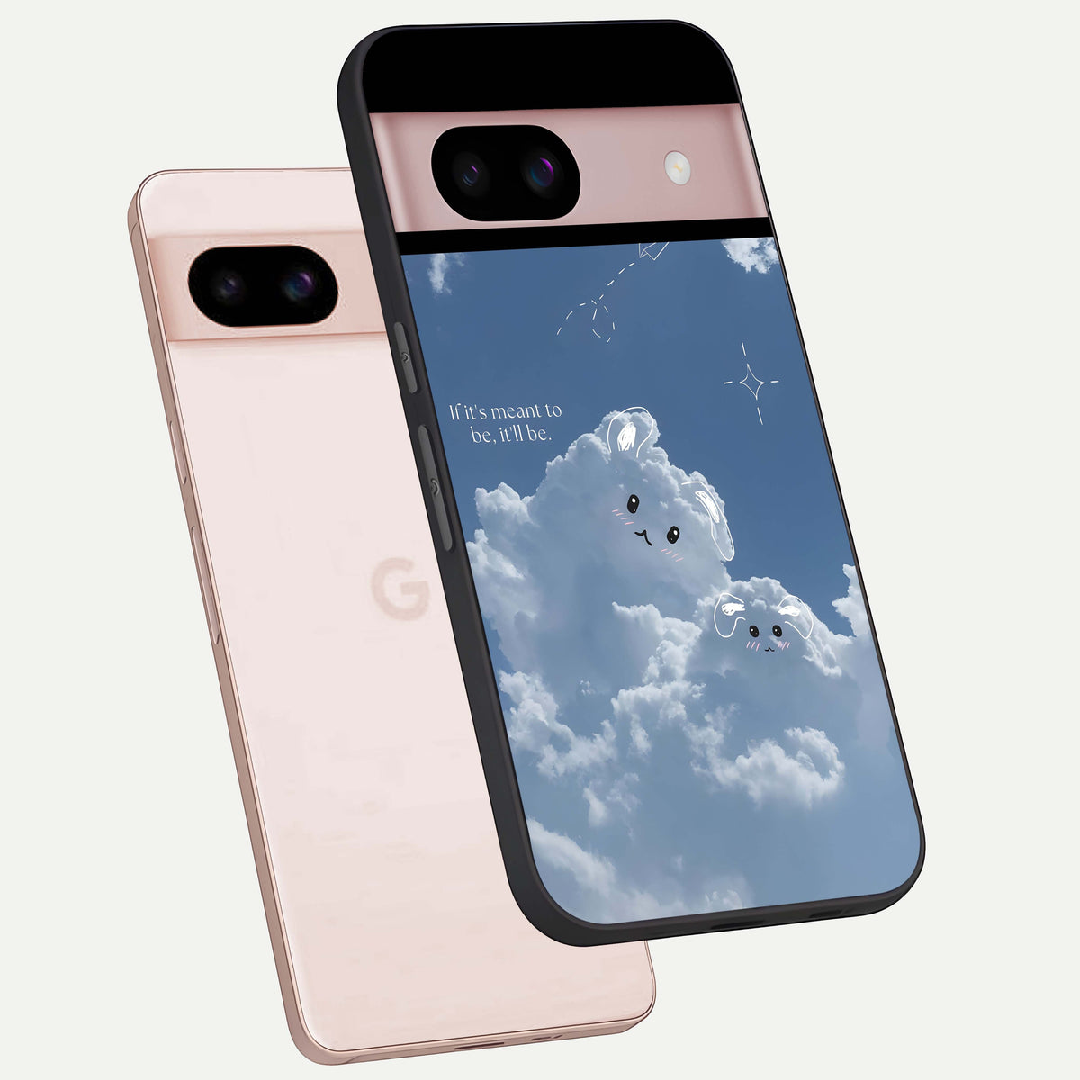  Cloud Bunny Dreams phone case For Google Pixel 8 showing premium glass back cover with detailed artwork