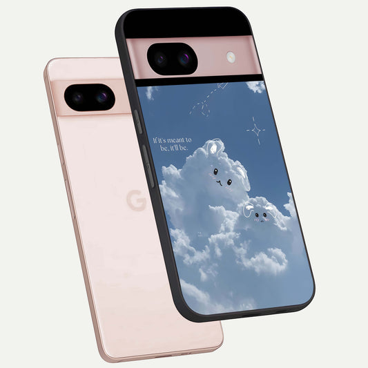  Cloud Bunny Dreams phone case For Google Pixel 8 showing premium glass back cover with detailed artwork