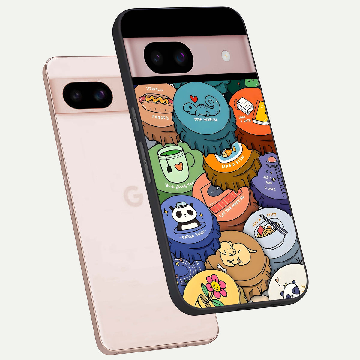  Coins Patterns phone case For Google Pixel 8 showing premium glass back cover with detailed artwork