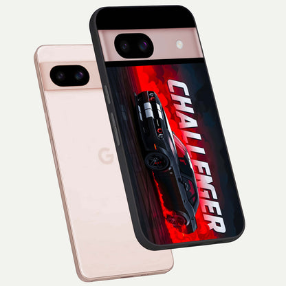  Crimson Challenger Fury phone case For Google Pixel 8 showing premium glass back cover with detailed artwork