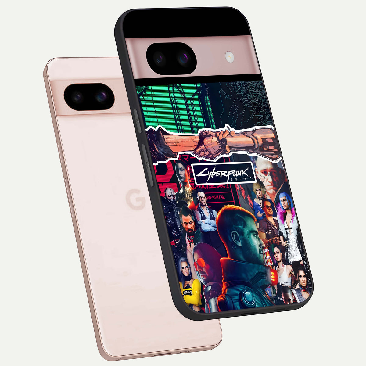  CYBERPUNK Legacy phone case For Google Pixel 8 showing premium glass back cover with detailed artwork