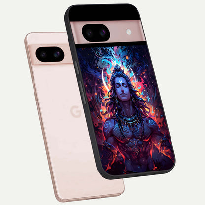 Divine Fire Shiv phone case For Google Pixel 8 showing premium glass back cover with detailed artwork