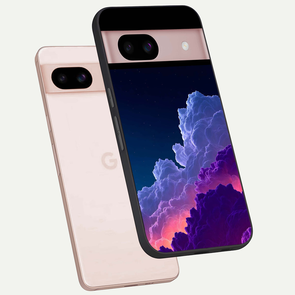  Dreamy Cloud Skies phone case For Google Pixel 8 showing premium glass back cover with detailed artwork