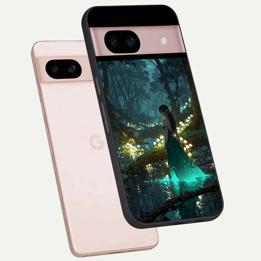  Enchanted Forest Glow phone case For Google Pixel 8 showing premium glass back cover with detailed artwork