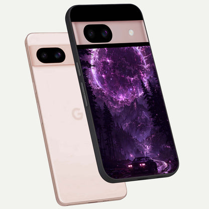  Eternal Cosmic Drive phone case For Google Pixel 8 showing premium glass back cover with detailed artwork