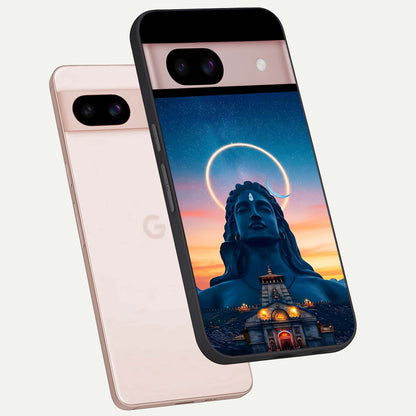  Eternal Shiva Aura phone case For Google Pixel 8 showing premium glass back cover with detailed artwork