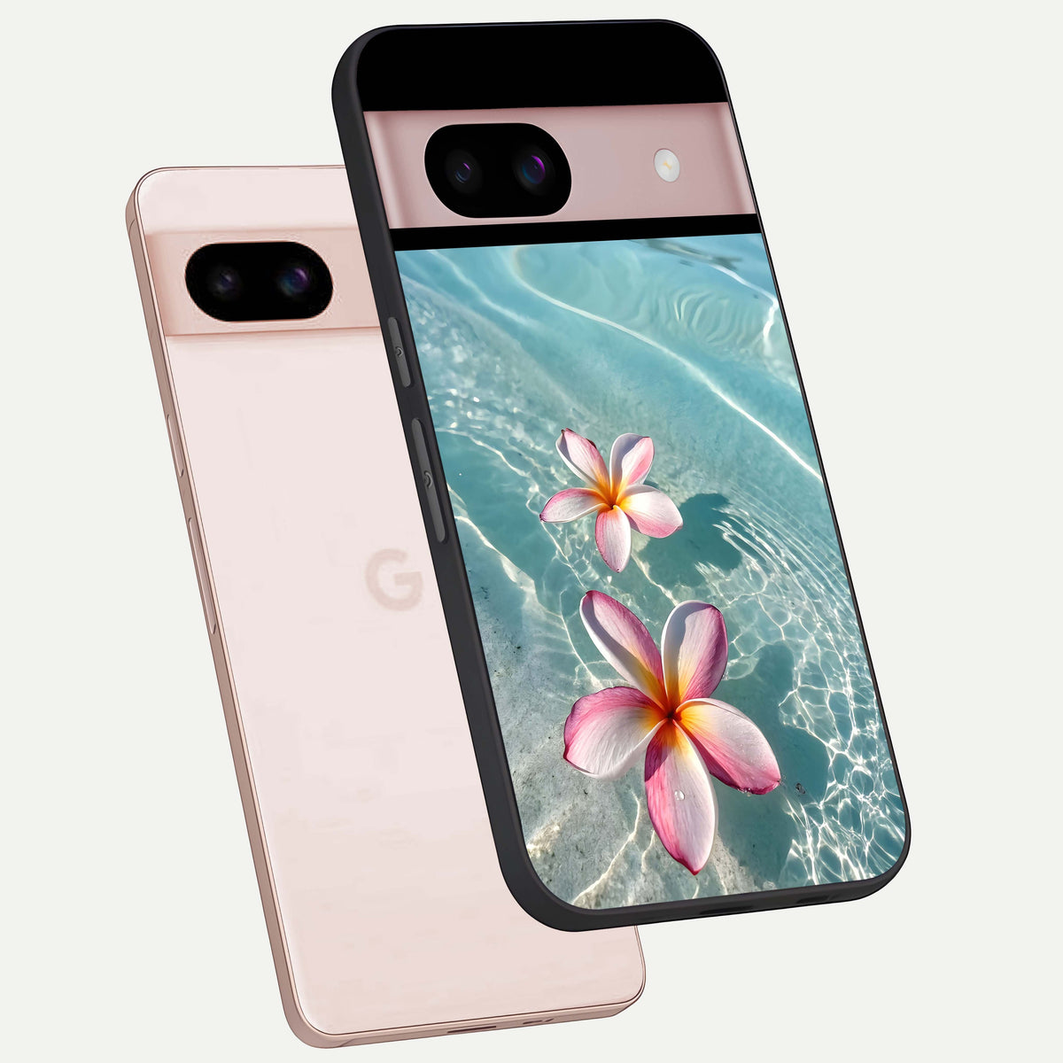  Floating Bloom Bliss phone case For Google Pixel 8 showing premium glass back cover with detailed artwork
