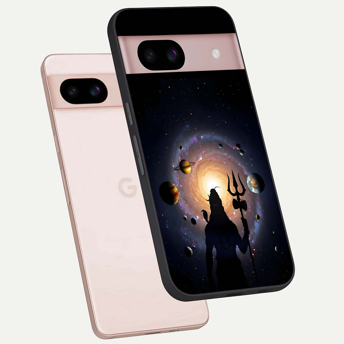  Galactic Shiva Vision phone case For Google Pixel 8 showing premium glass back cover with detailed artwork