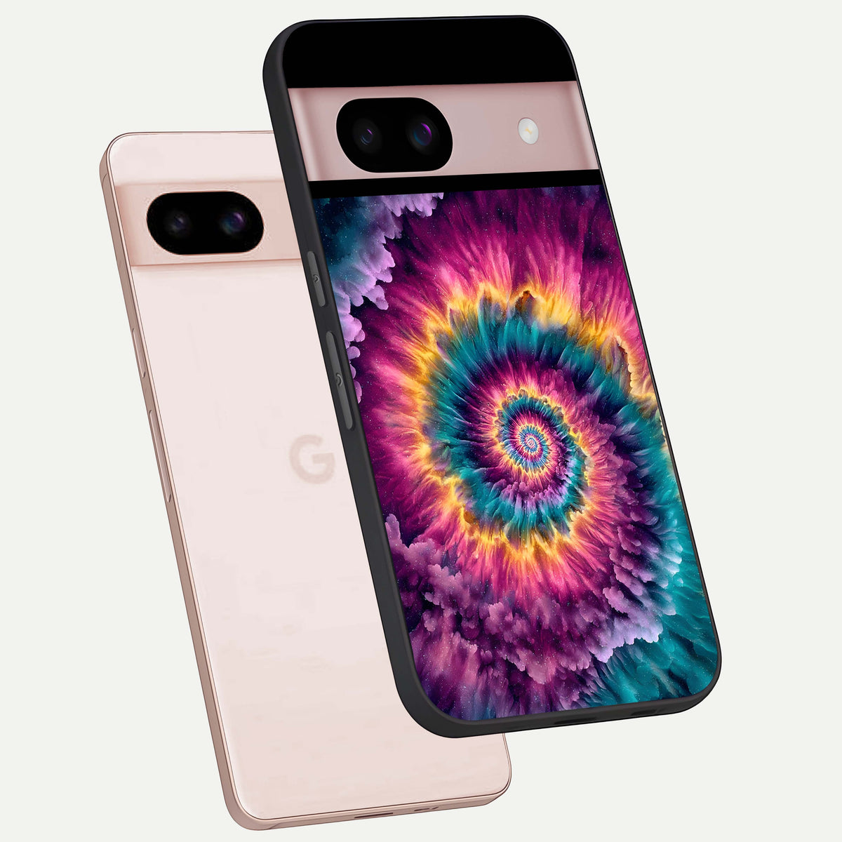  Galactic Spiral Burst phone case For Google Pixel 8 showing premium glass back cover with detailed artwork
