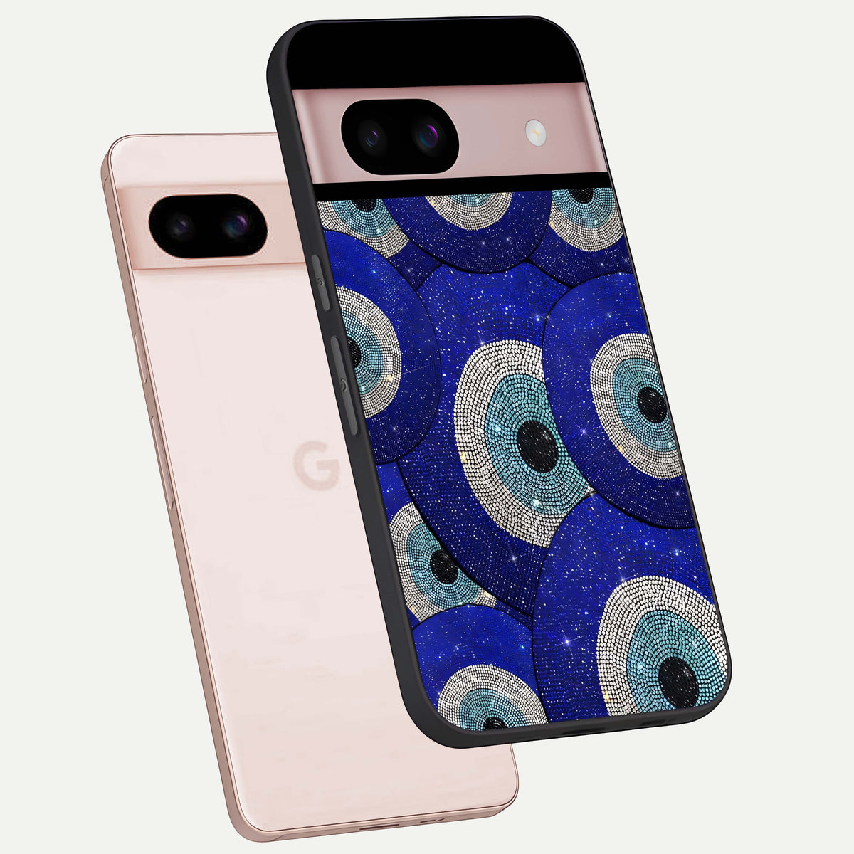  Galaxy Eye Flow phone case For Google Pixel 8 showing premium glass back cover with detailed artwork