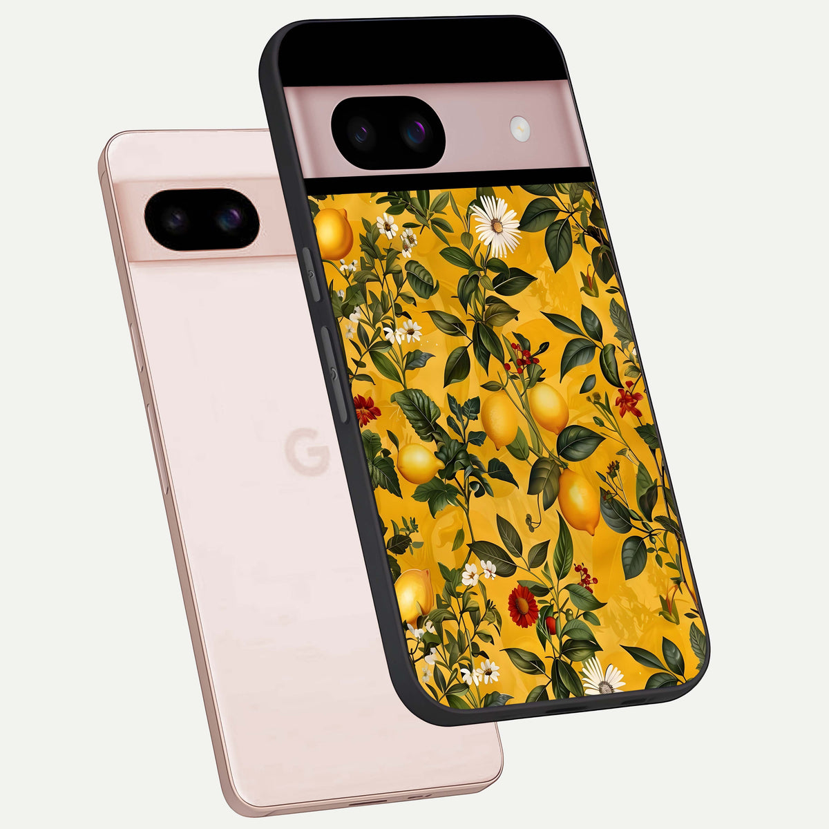  Golden Lemon Field phone case For Google Pixel 8 showing premium glass back cover with detailed artwork
