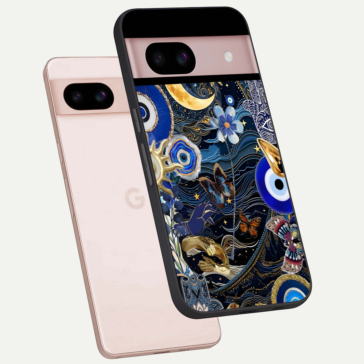  Golden Moon Magic phone case For Google Pixel 8 showing premium glass back cover with detailed artwork