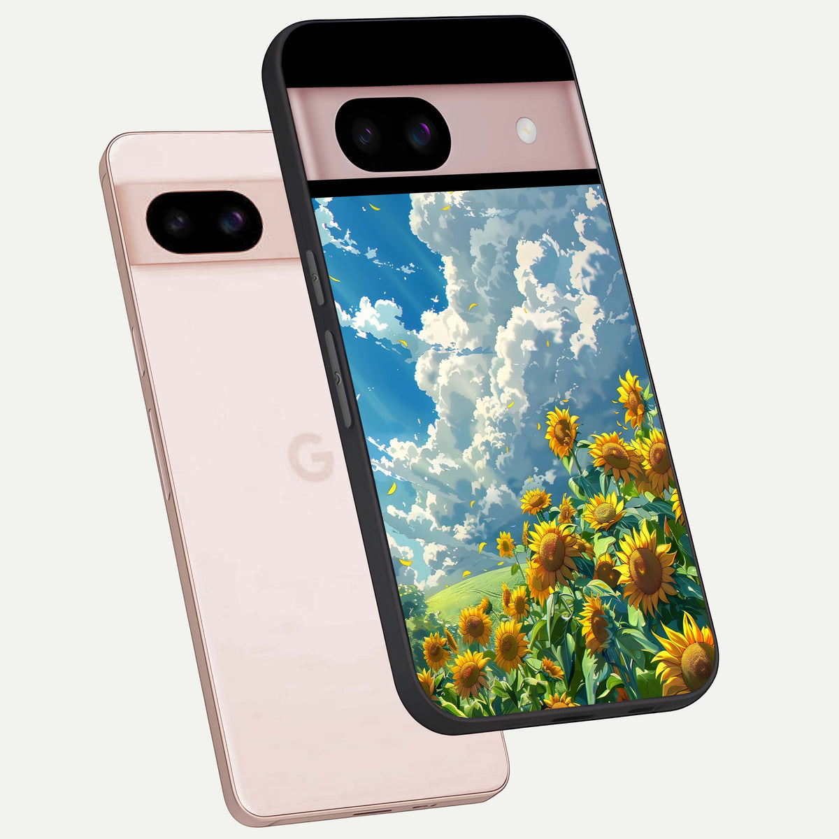  Golden Sun Glory phone case For Google Pixel 8 showing premium glass back cover with detailed artwork