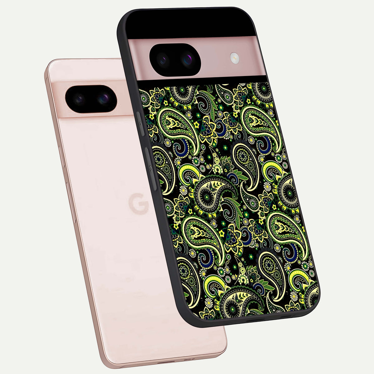  Green Lemon phone case For Google Pixel 8 showing premium glass back cover with detailed artwork