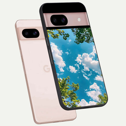  Green Moon Energy phone case For Google Pixel 8 showing premium glass back cover with detailed artwork