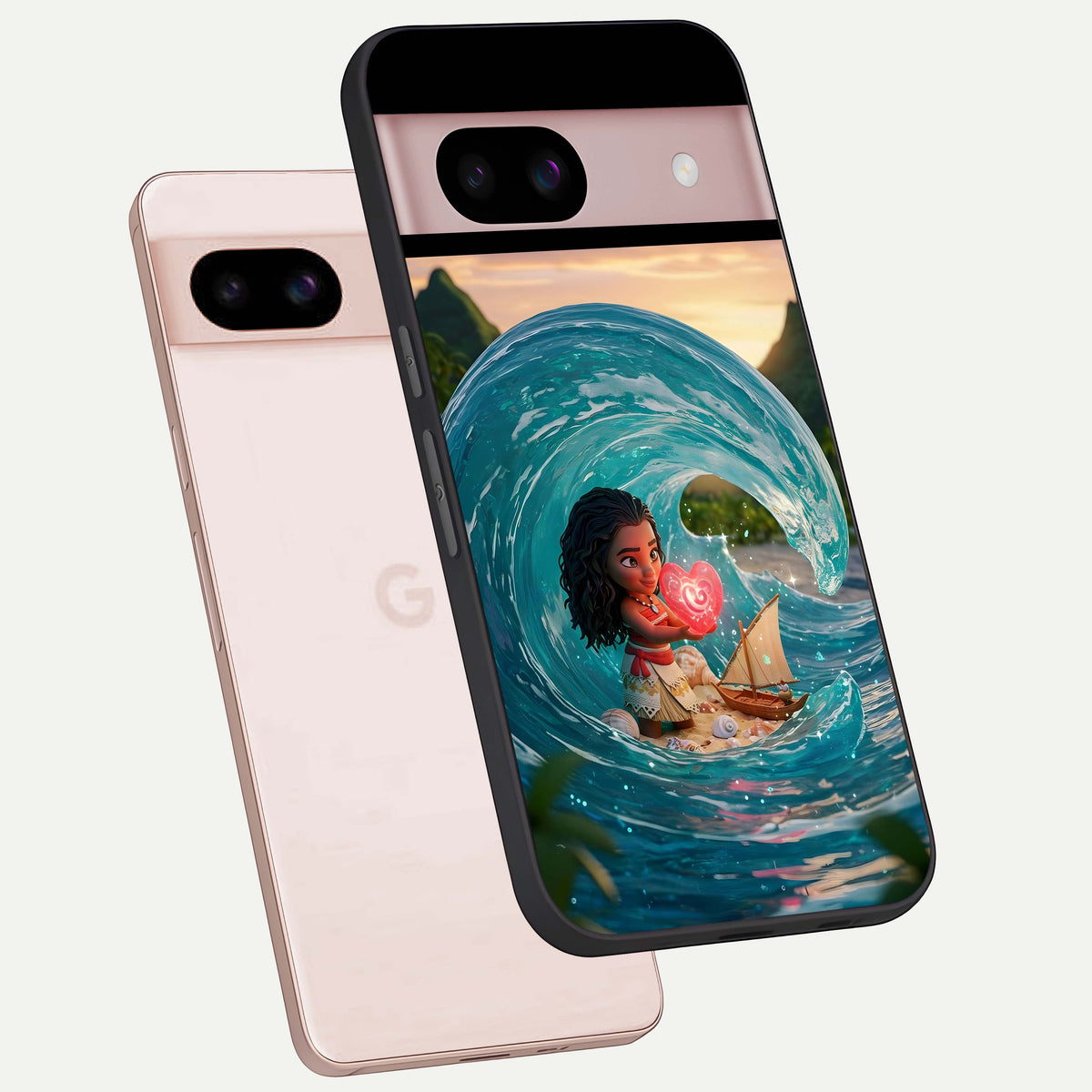  Heart of Ocean phone case For Google Pixel 8 showing premium glass back cover with detailed artwork