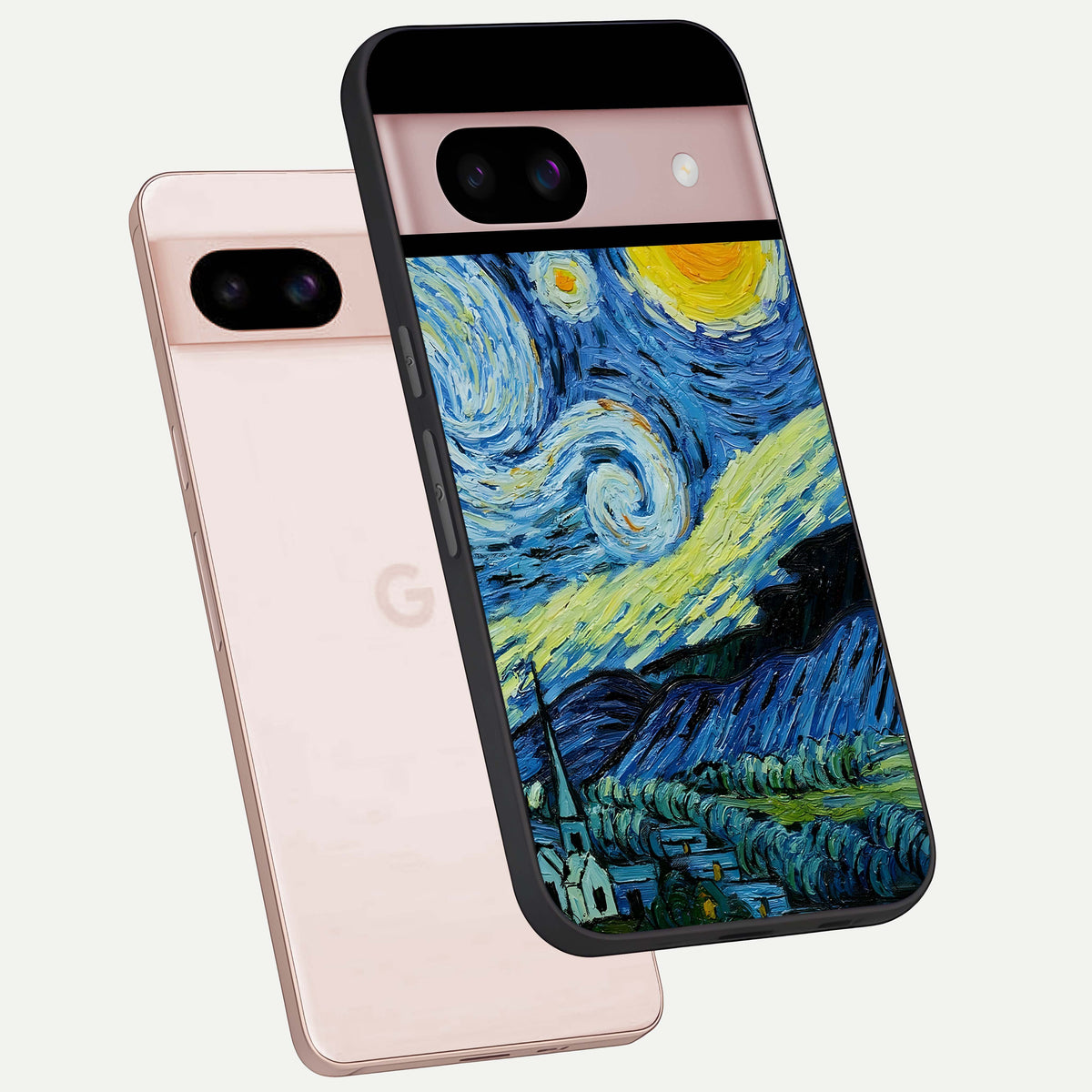  Inspired Van Gogh Art phone case For Google Pixel 8 showing premium glass back cover with detailed artwork