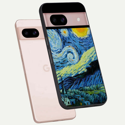  Inspired Van Gogh Art phone case For Google Pixel 8 showing premium glass back cover with detailed artwork
