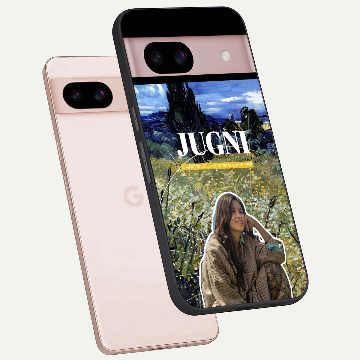  Jugni Soul Vibes phone case For Google Pixel 8 showing premium glass back cover with detailed artwork