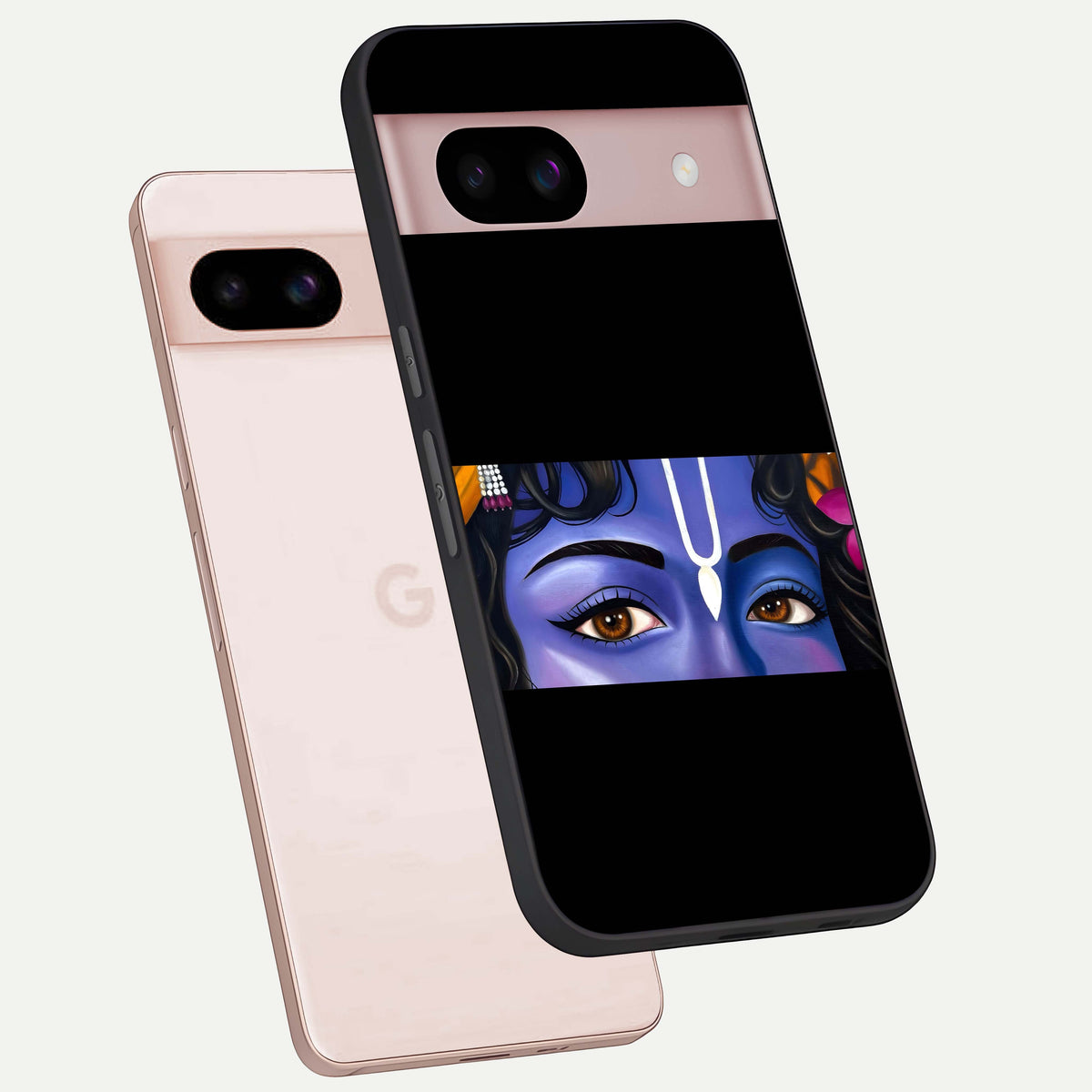  Krishna Eye phone case For Google Pixel 8 showing premium glass back cover with detailed artwork