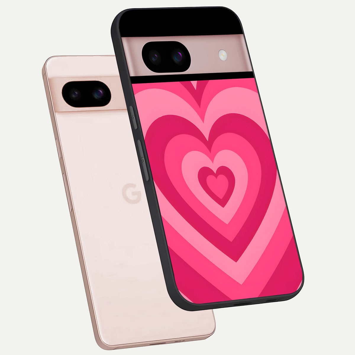  Layered Love Hearts phone case For Google Pixel 8 showing premium glass back cover with detailed artwork