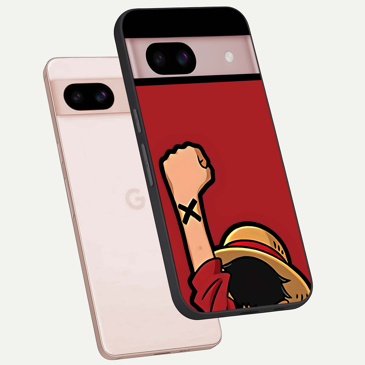  Luffy X Spirit phone case For Google Pixel 8 showing premium glass back cover with detailed artwork