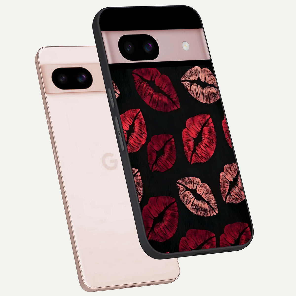  Midnight Kiss Love phone case For Google Pixel 8 showing premium glass back cover with detailed artwork