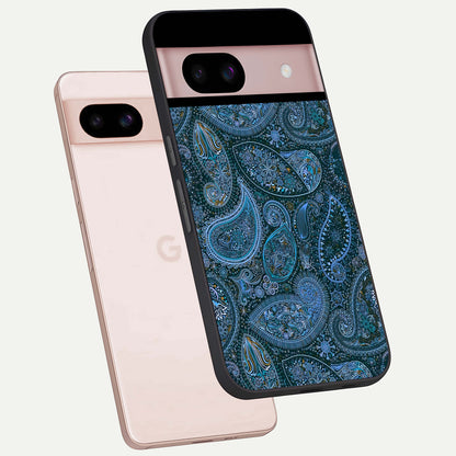  Midnight Paisley Glow phone case For Google Pixel 8 showing premium glass back cover with detailed artwork