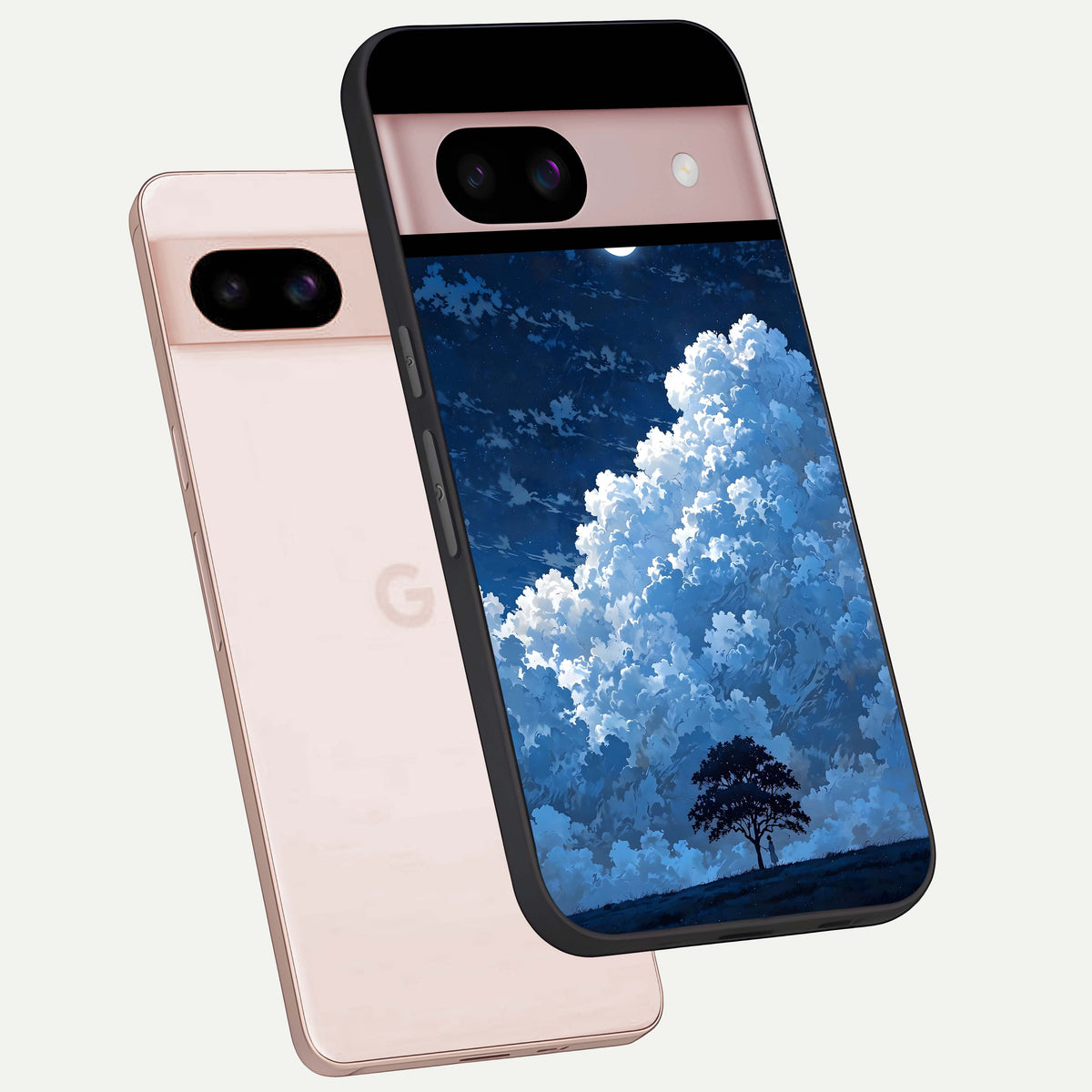  Midnight Sky Serenity phone case For Google Pixel 8 showing premium glass back cover with detailed artwork