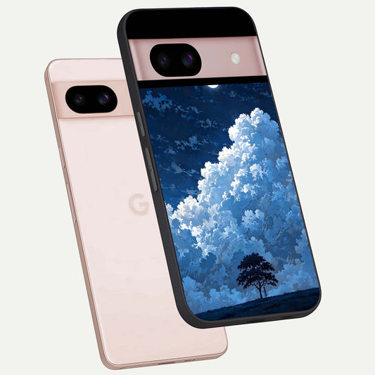  Midnight Sky Serenity phone case For Google Pixel 8 showing premium glass back cover with detailed artwork