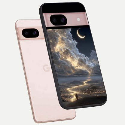  Moonlight Spark Path phone case For Google Pixel 8 showing premium glass back cover with detailed artwork