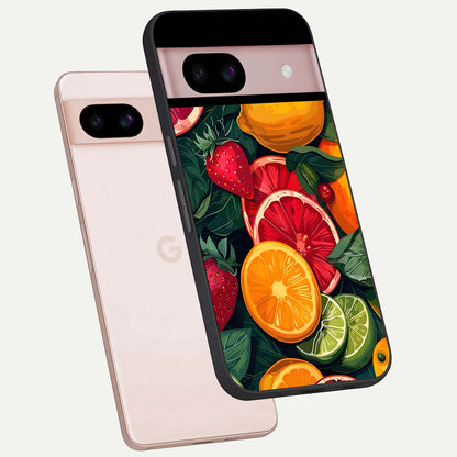  Multiple Fruits phone case For Google Pixel 8 showing premium glass back cover with detailed artwork