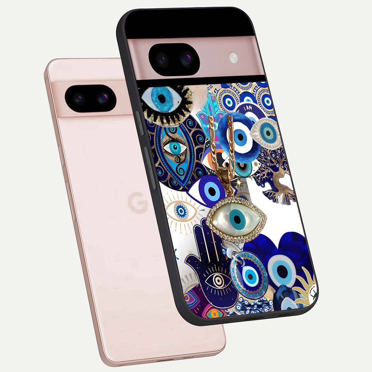 Mystic Charm Eye phone case For Google Pixel 8 showing premium glass back cover with detailed artwork