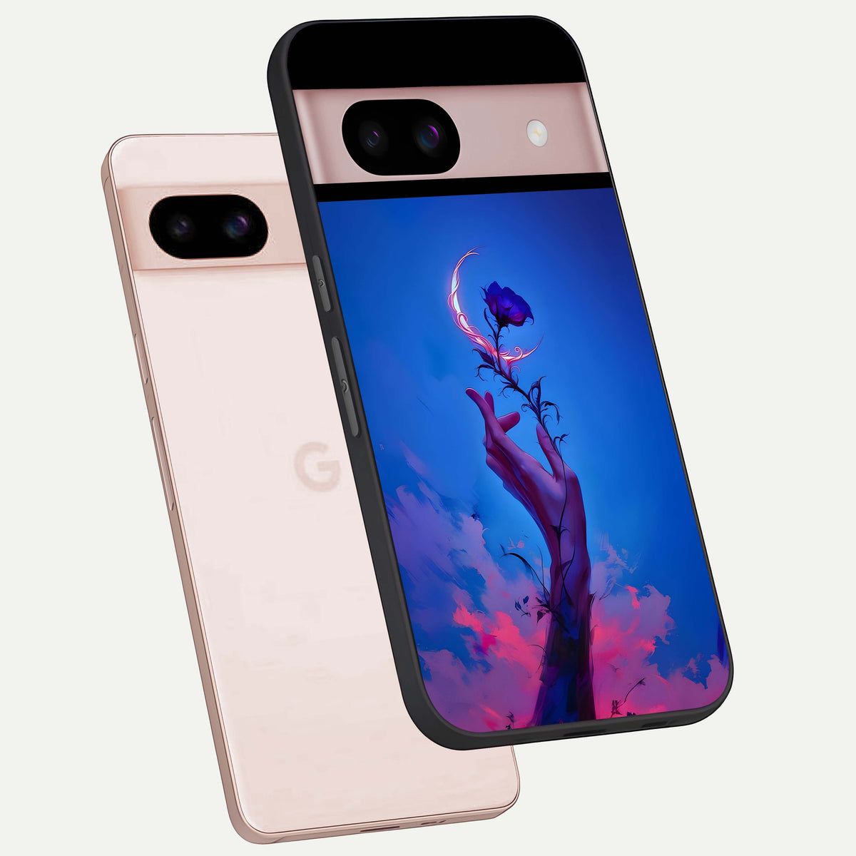  Mystic Hand phone case For Google Pixel 8 showing premium glass back cover with detailed artwork