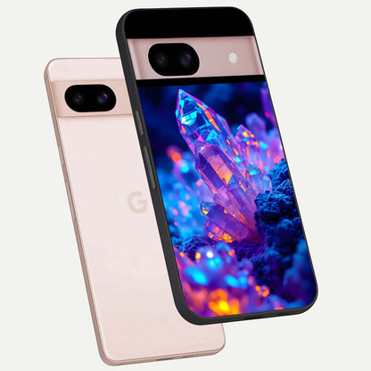  Neon Aura Shards phone case For Google Pixel 8 showing premium glass back cover with detailed artwork